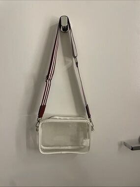 Clear White Crossbody Bag with Striped Adjustable Strap